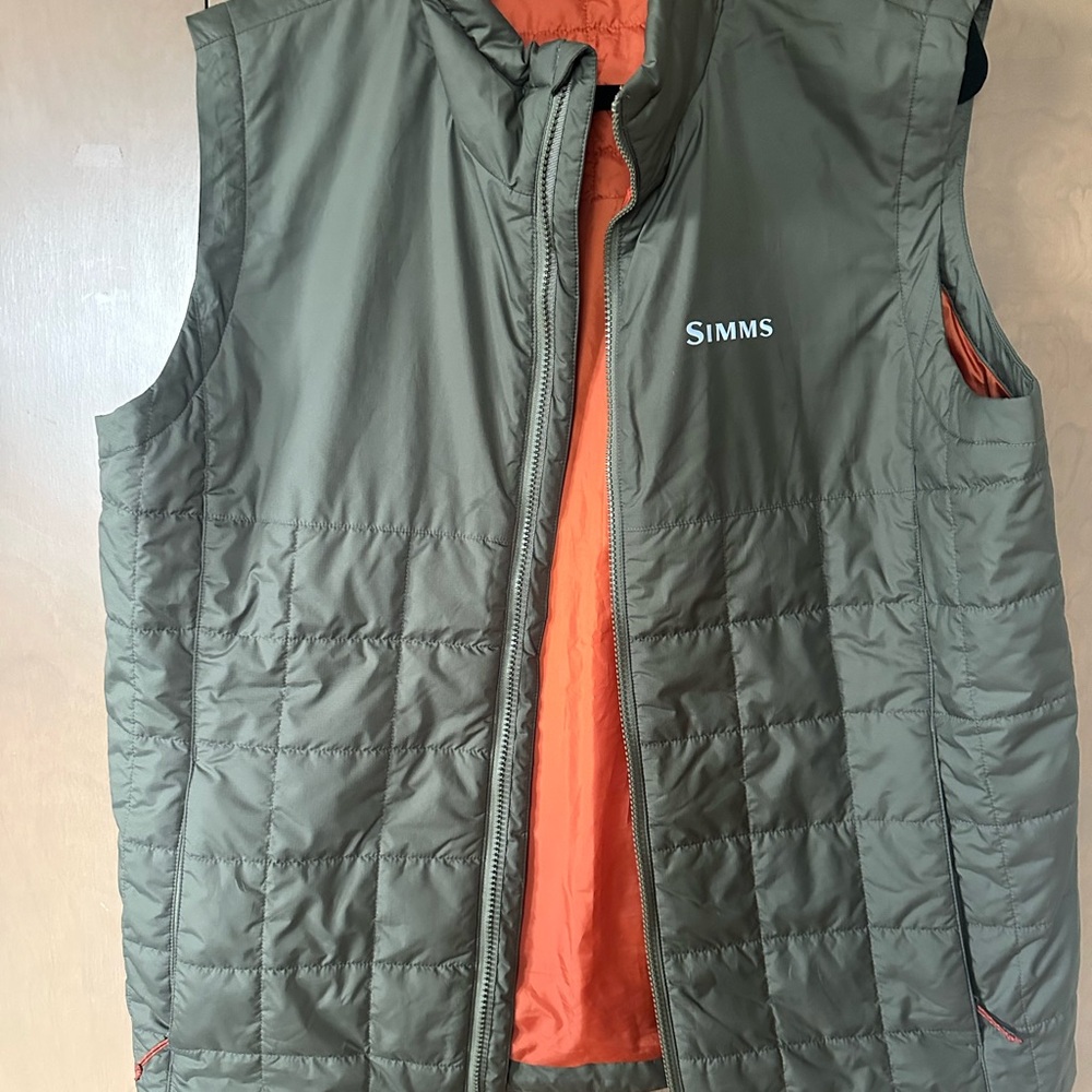 Simms Green and Orange Quilted Vest